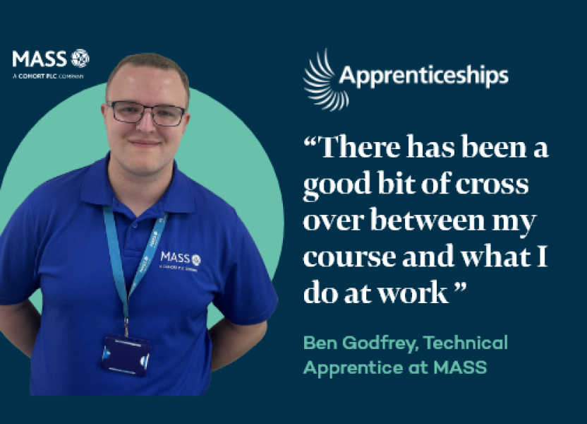 Ben portrait and quote referring to success of apprenticeship scheme