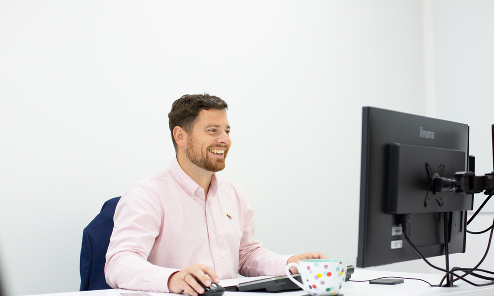 man at desk